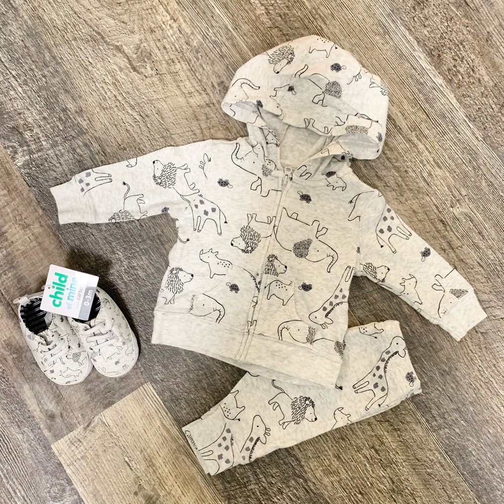Infant Boys Hoodie Pant Shoe Outfit Set